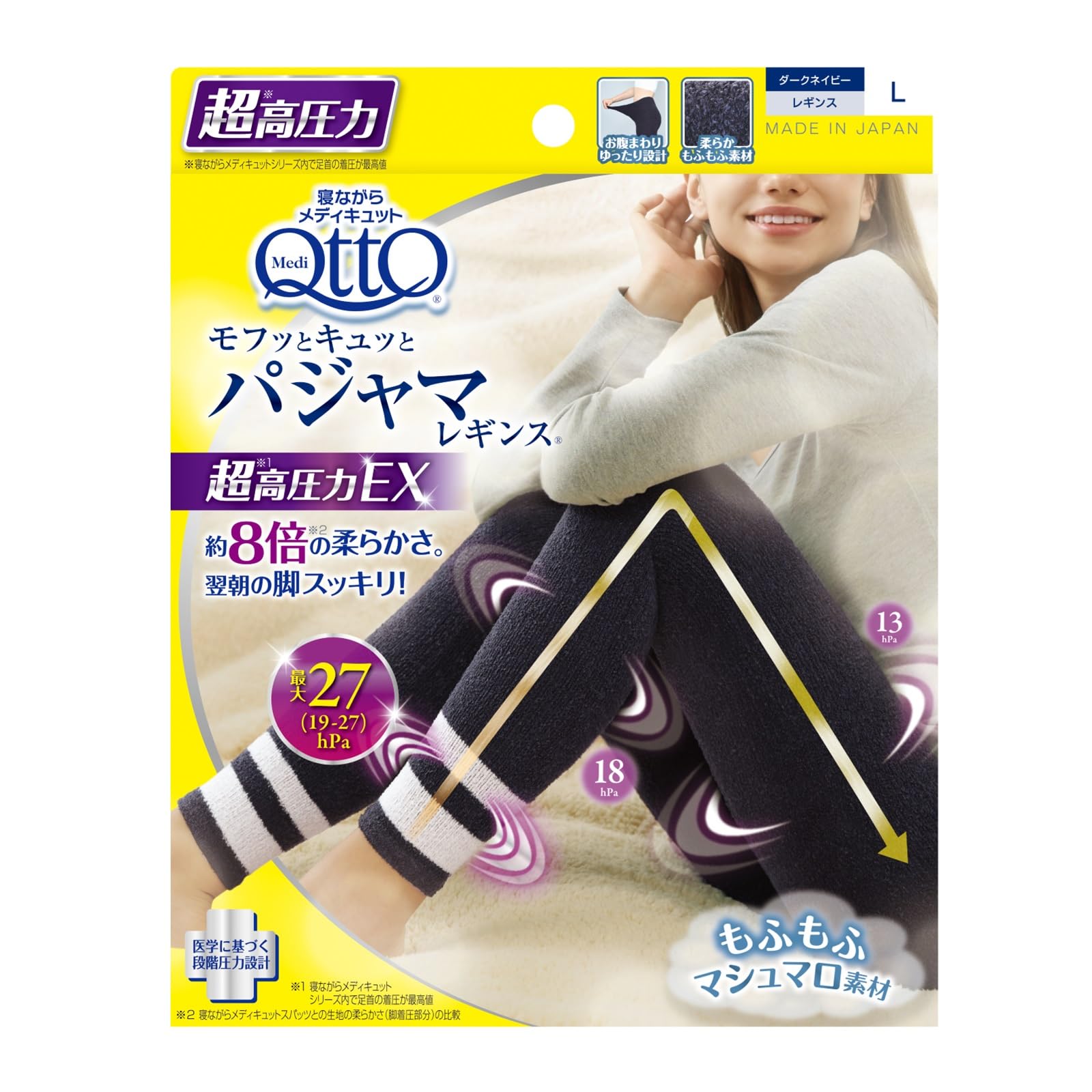 メディキュットEX高圧力パジャマレギンスダークネイビーL